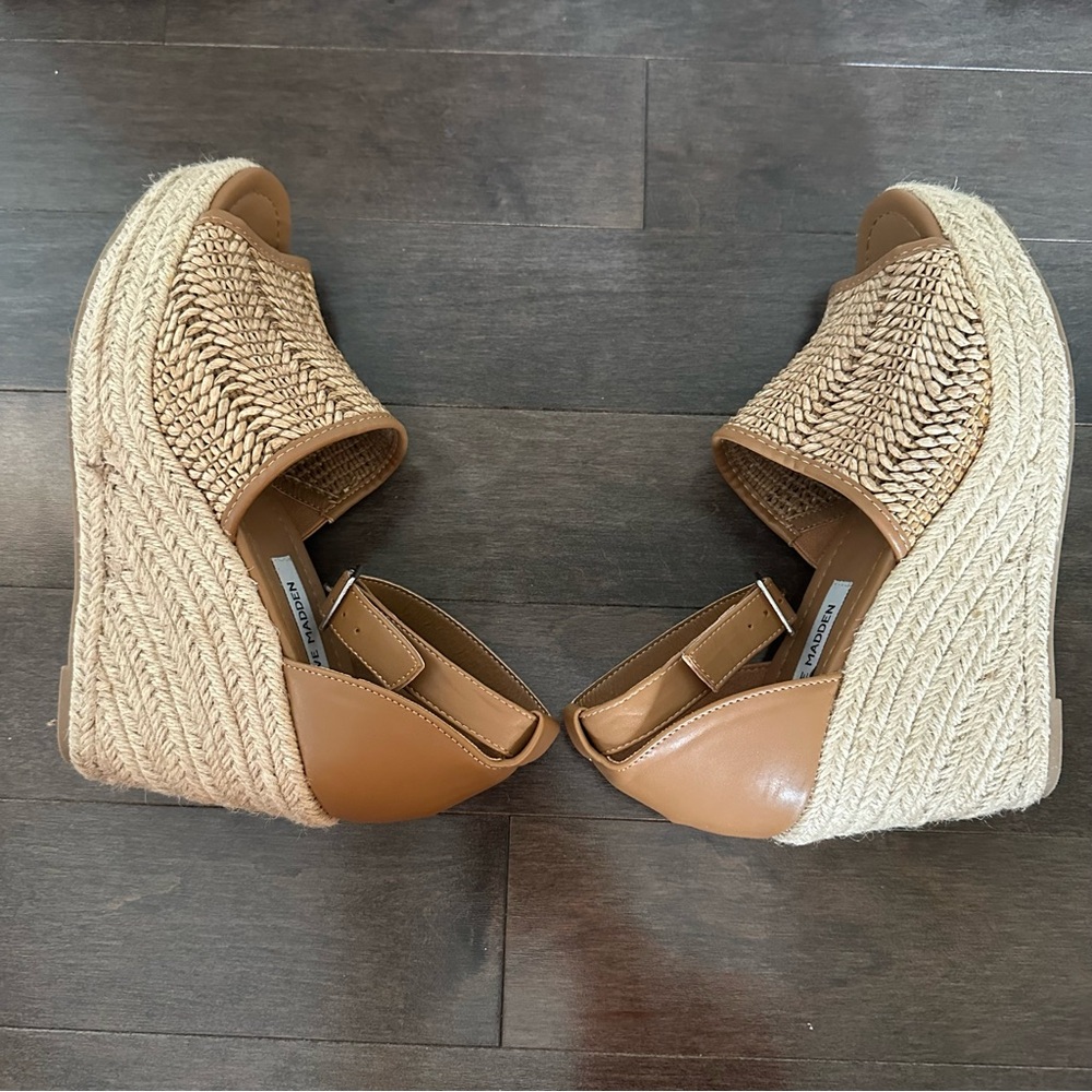 Steve Madden Lorant Raffia Espadrille Wedge Sandals Boho Ankle Strap Platform‎ 8 - Picture 5 of 10